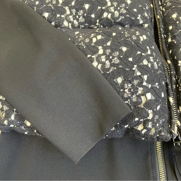 EIN Down Filled Hooded Vest & Scuba Jacket 2in1 Twofer Black Lace Zip-up 36 / XS - Picture 12 of 16